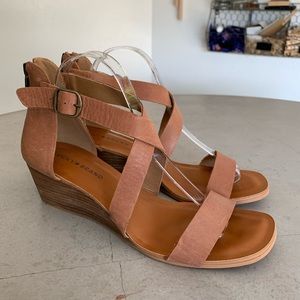 Lucky Brand Craisby Tan Leather Heel Wedges Minimalist Business Fall Formal 10